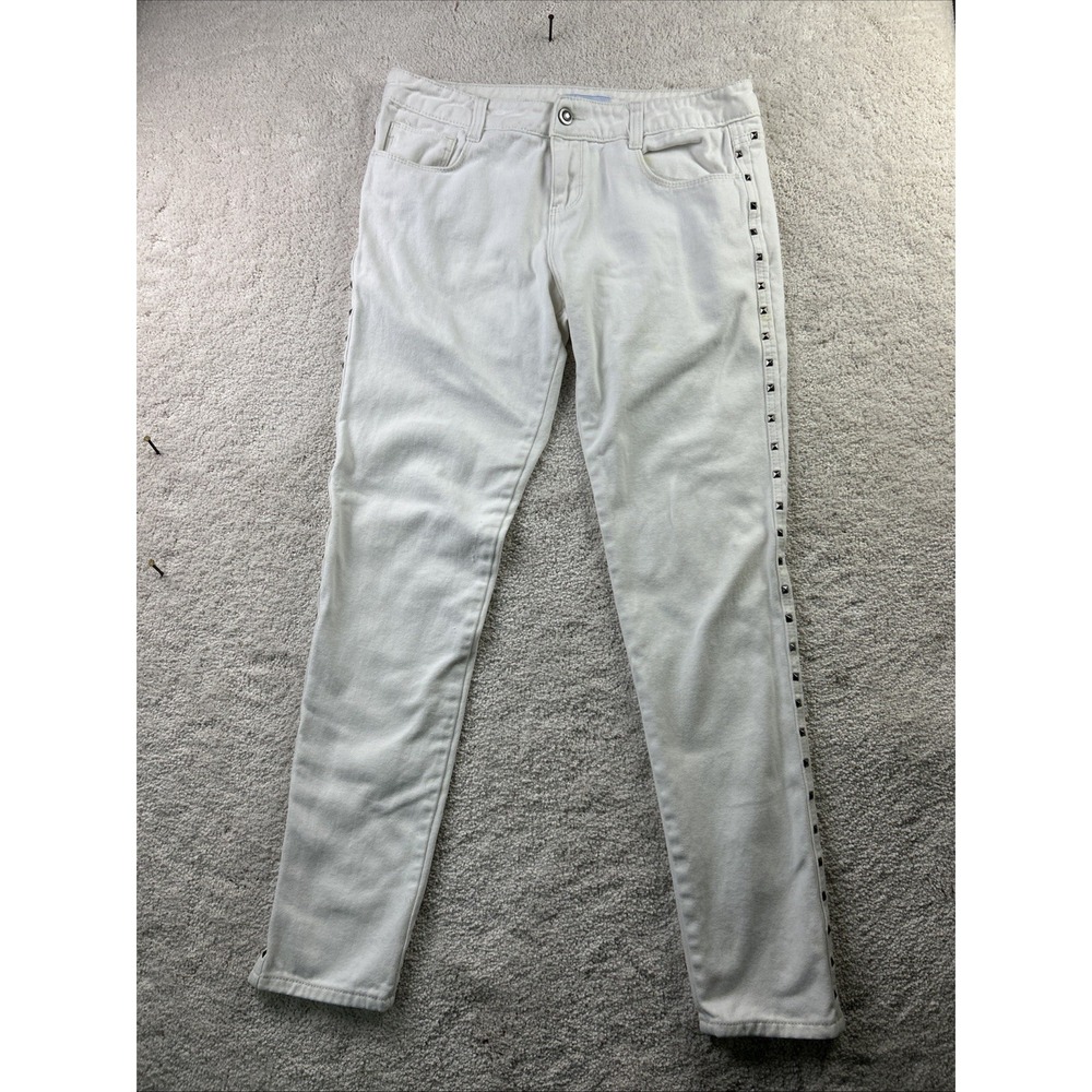K. Jordan Jeans, Women's‎ Size 10 White Denim Studs Rhinestone Sexy Y2K READ